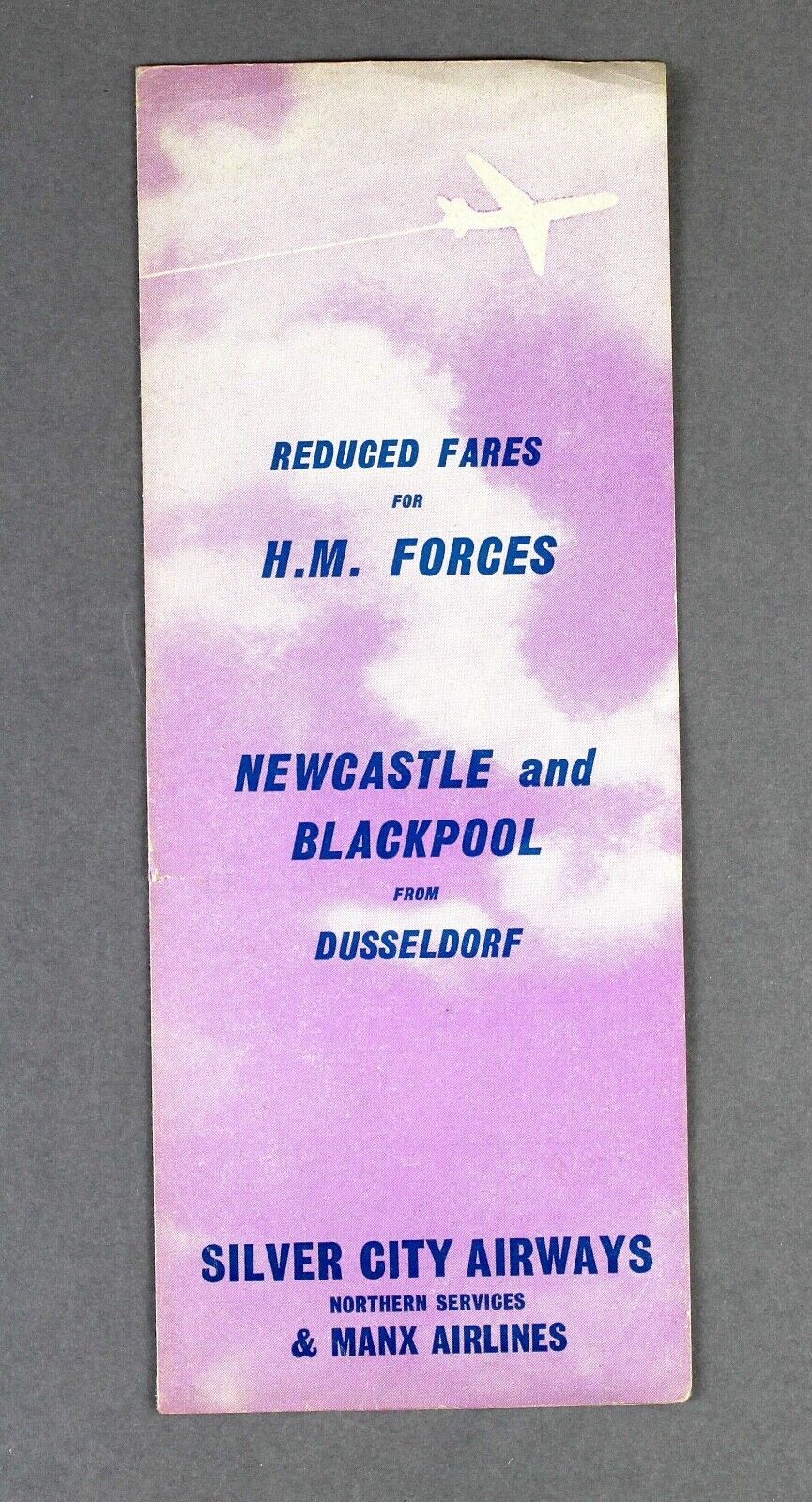 SILVER CITY & MANX AIRLINES TIMETABLE NEWCASTLE BLACKPOOL DUSSELDORF    