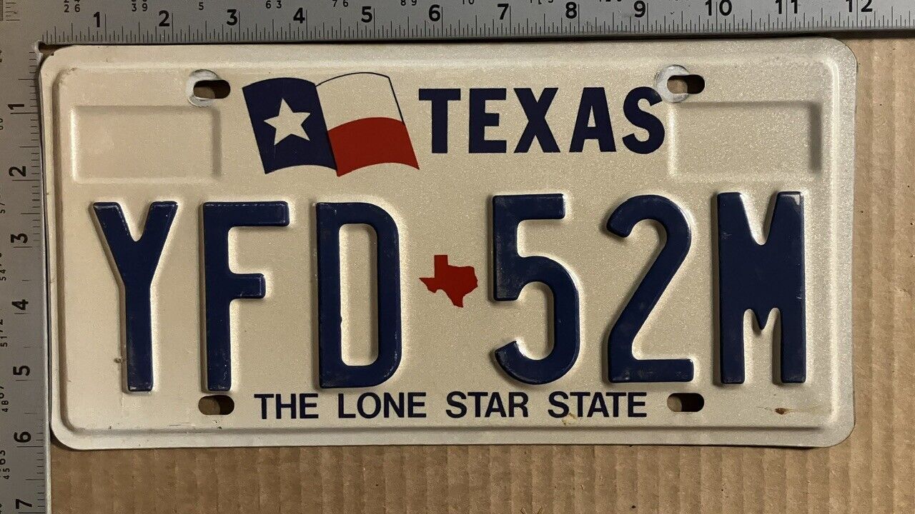 1990 Texas license plate YFD 52M Ford Chevy Dodge 10327