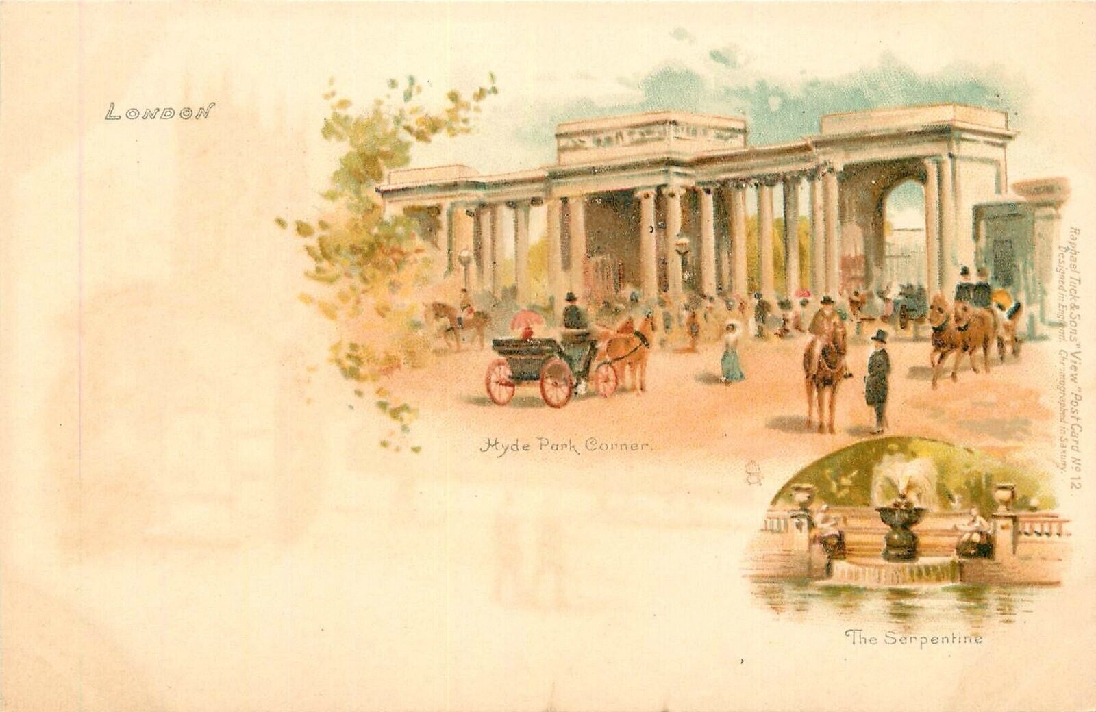 Postcard UK London C-1910 Tuck Hyde Park Serpentine undivided 23-8629