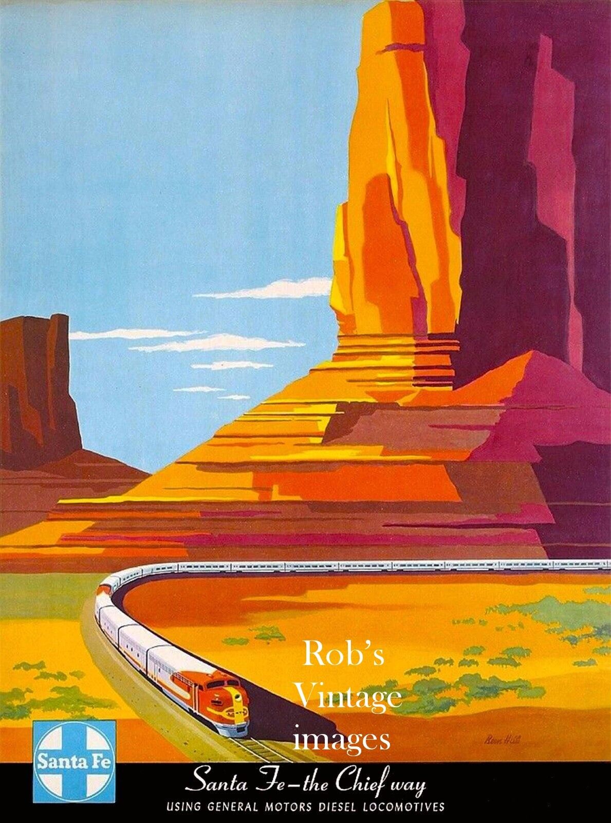  Santa Fe Railroad Super Chief Train Railroad Travel Poster