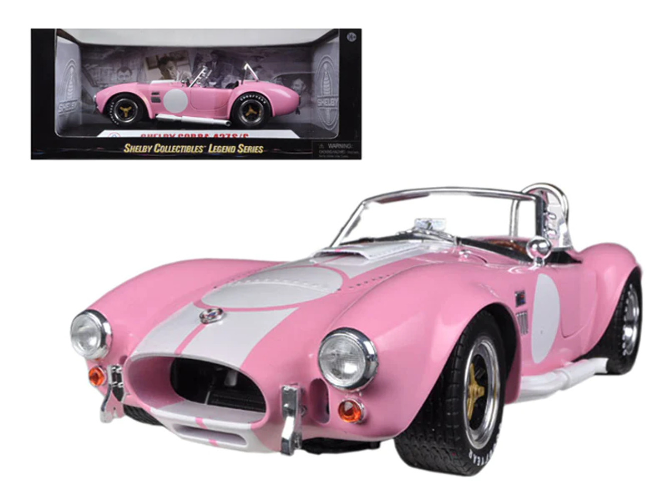 1965 Shelby Cobra 427 S/C Pink with White Stripes with Printed Carroll Shelby Si