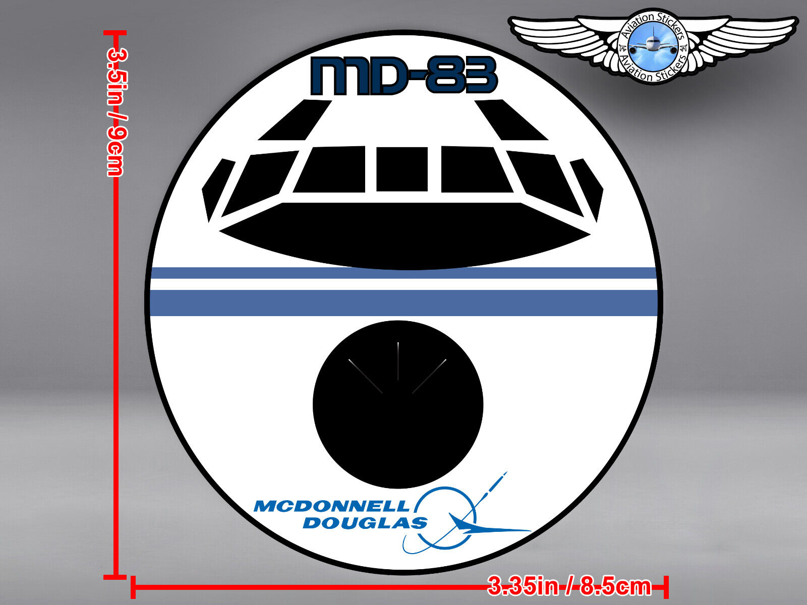 MCDONNELL DOUGLAS MD83 MD83 MD-83 FRONT VIEW DECAL / STICKER