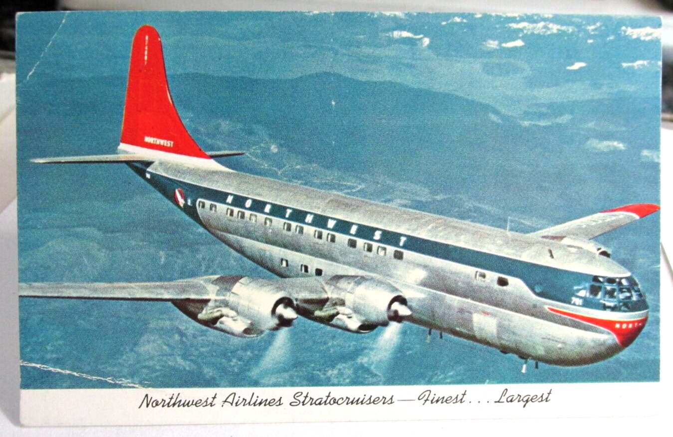 Vtg Northwest Airlines Stratocruisers Finest & Largest Planes Postcard Airline