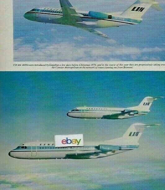 LINJEFLYG AIRLINES SWEDEN 4 PG 5/1977 ARTICLE F-28-DC-3-NORD 262-CV 440-LODESTAR