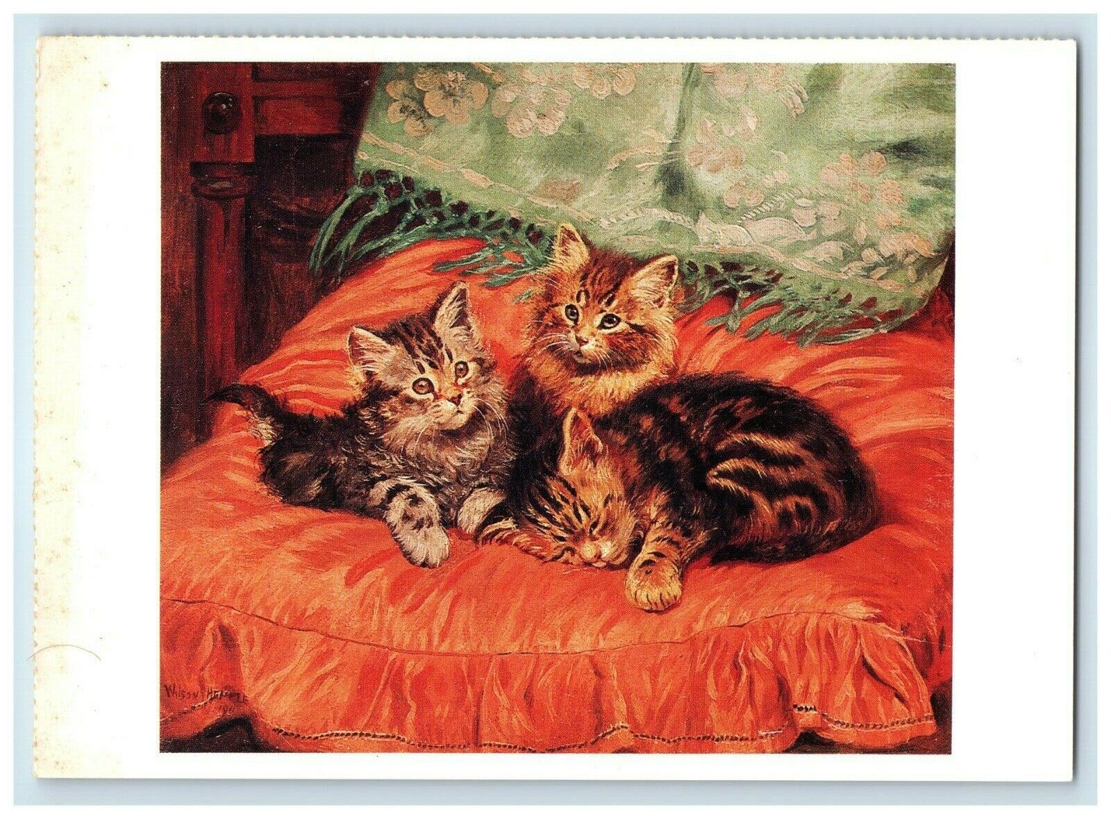 A Cosy Family Cat Kitten Family Post Card Wilson Heppie Classic Cats
