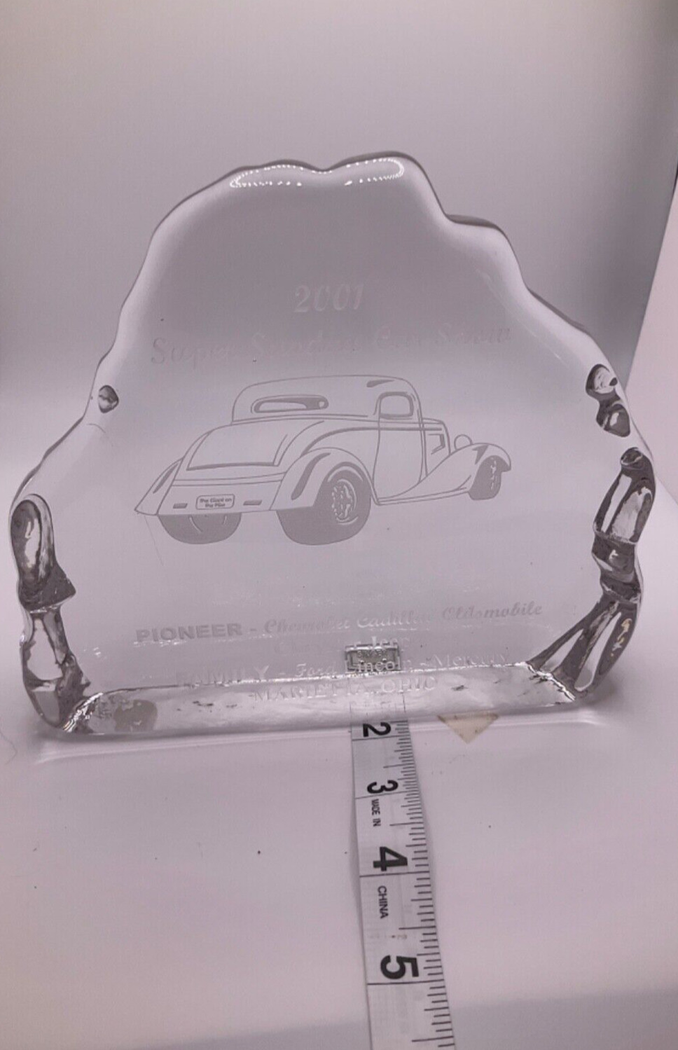 2001 Super Sunday Car Show Iceberg Glass Award - Family Ford, Pioneer Chevrole