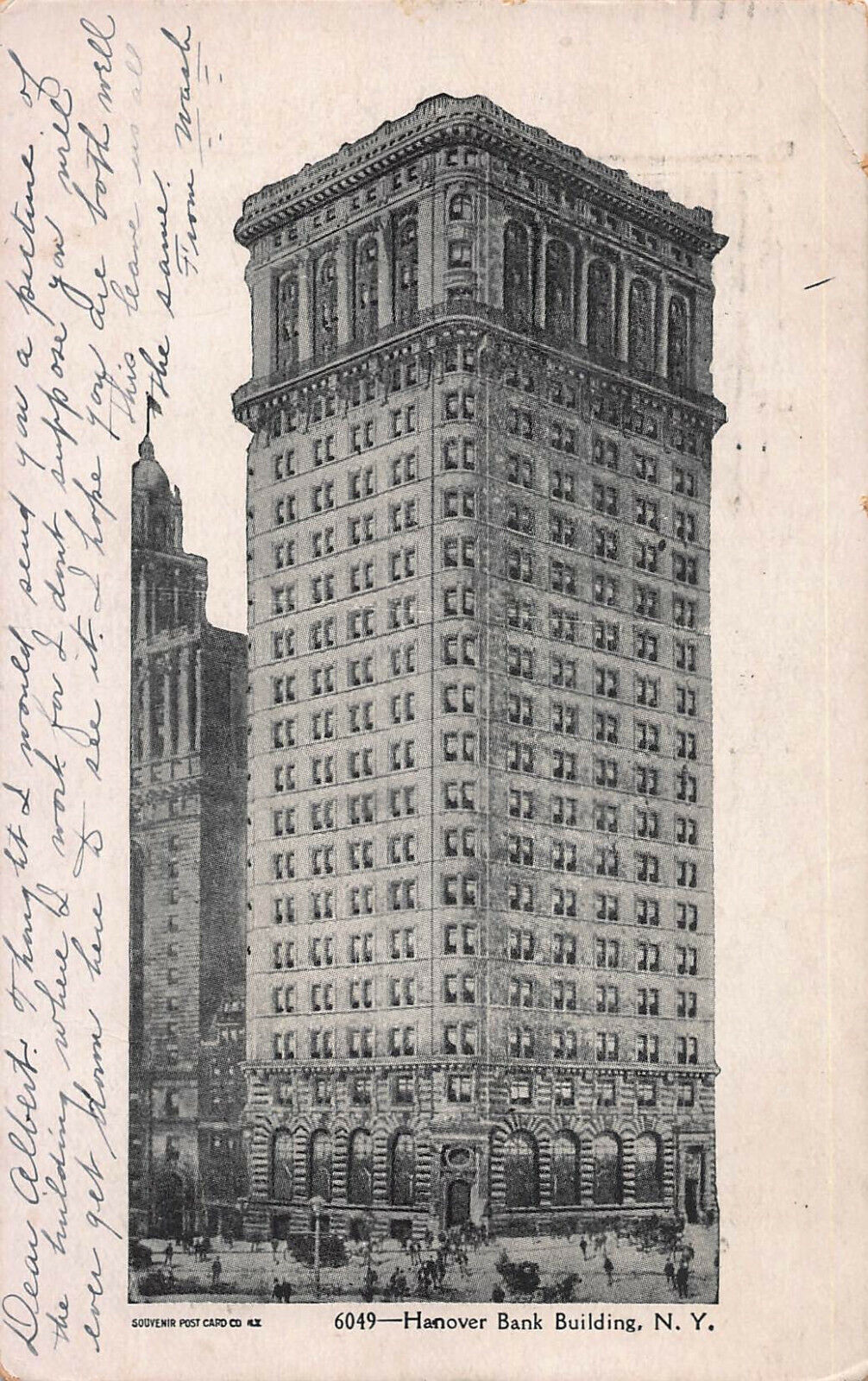 Hanover Bank Building, N.Y., Early Postcard, Used in 1906