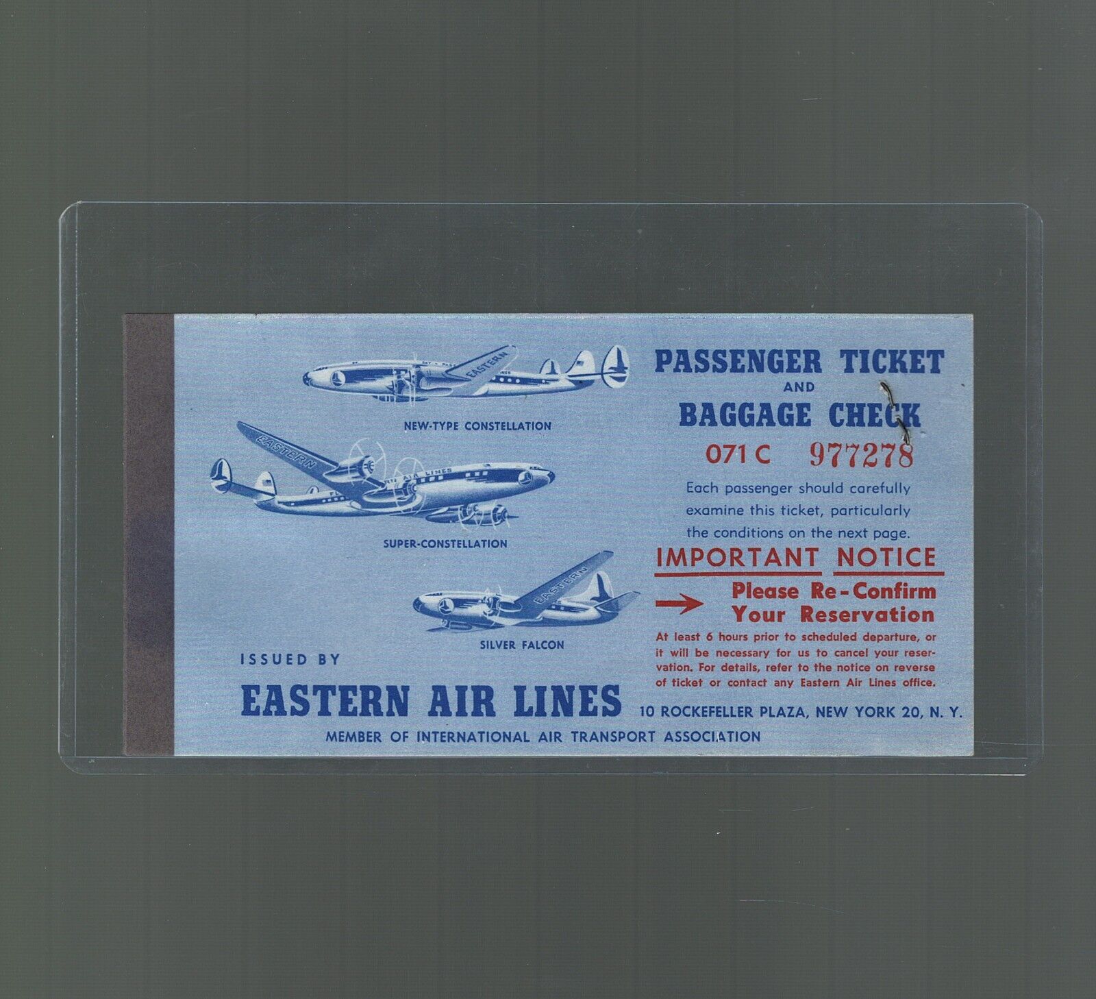 Eastern Air Lines Passenger Ticket San Francisco USA to St Louis via Miami 1954