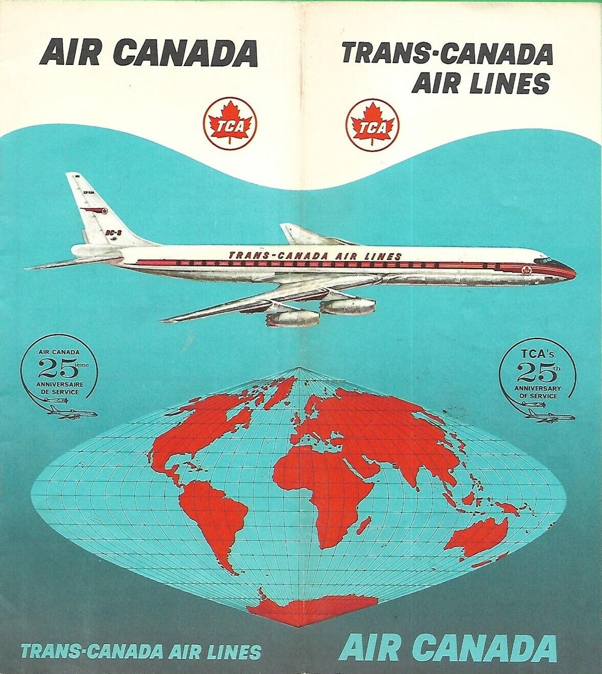 1962 AIR CANADA / TRANS-CANADA AIR LINES DC-8 TCA Travel Guide System Maps
