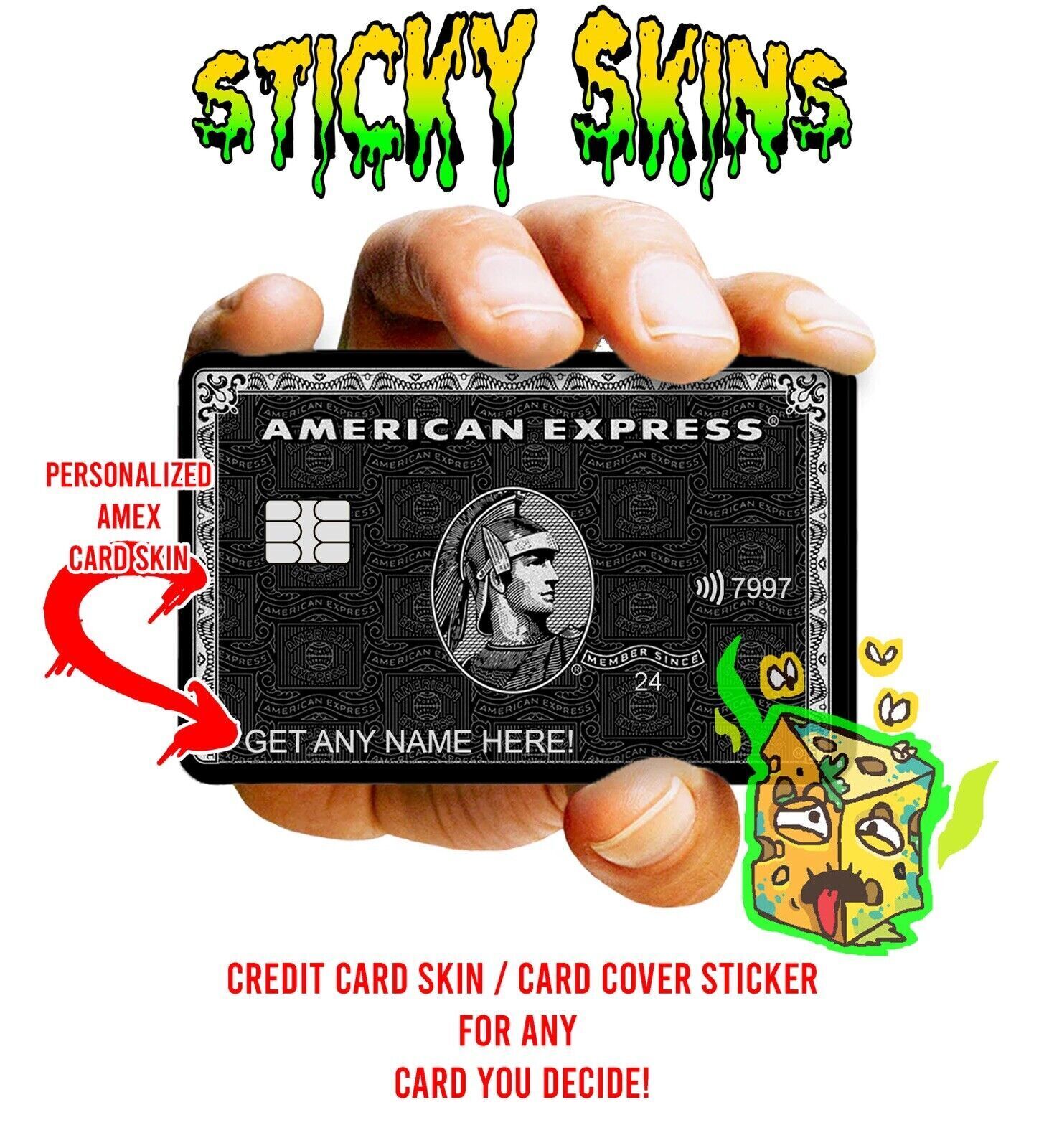 Personalized AYEMEXX Credit Card Skin Wrap Decal Pre-Cut Sticker MERICAN EXPRESS