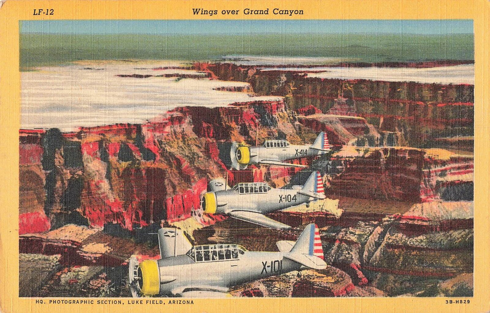 Vintage Postcard Wings over Grand Canyon, Arizona/Nevada WW2