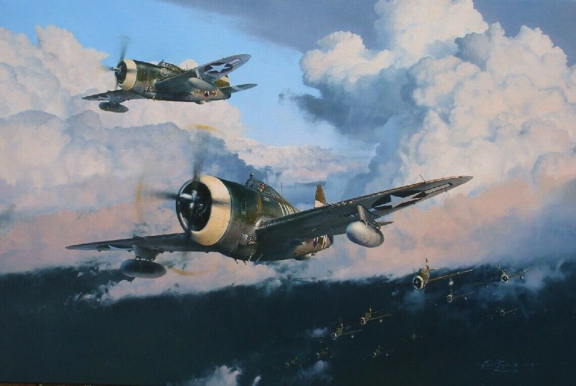 The Wolfpack by Robert Taylor aviation art signed by Zemke's Wolf Pack Aces