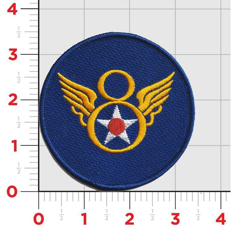 USAF 8TH AIR FORCE WINGS BLUE ROUND MILITARY HOOK & LOOP EMBROIDERED PATCH