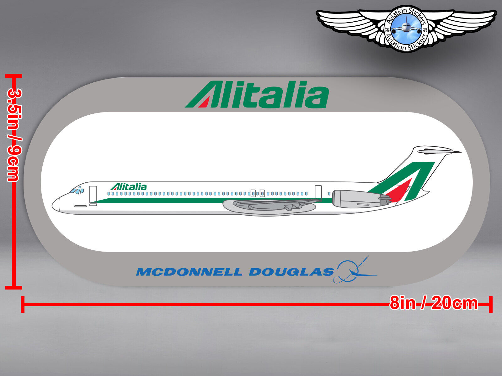 ALITALIA ROUNDED RECTANGULAR MCDONNELL DOUGLAS MD80 MD 80 STICKER DECAL