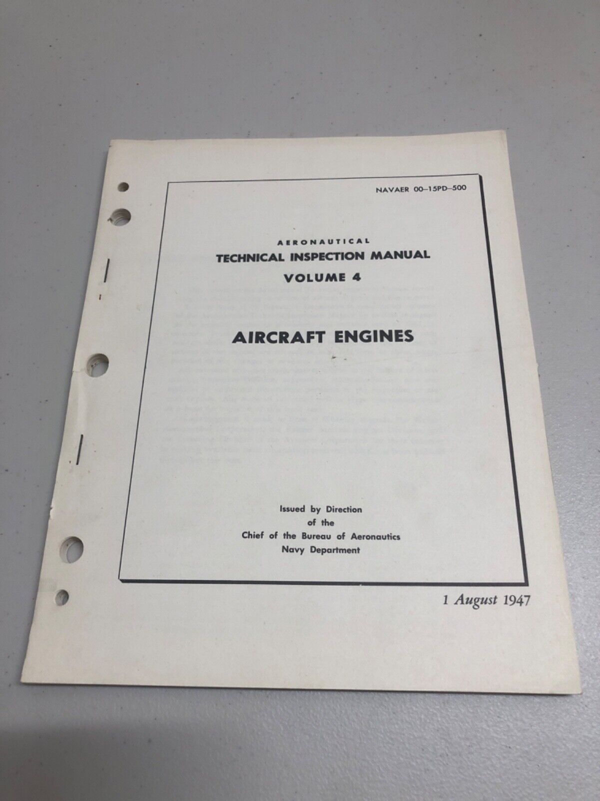 Aircraft Engines Technical Inspection Book Navy Department 1947