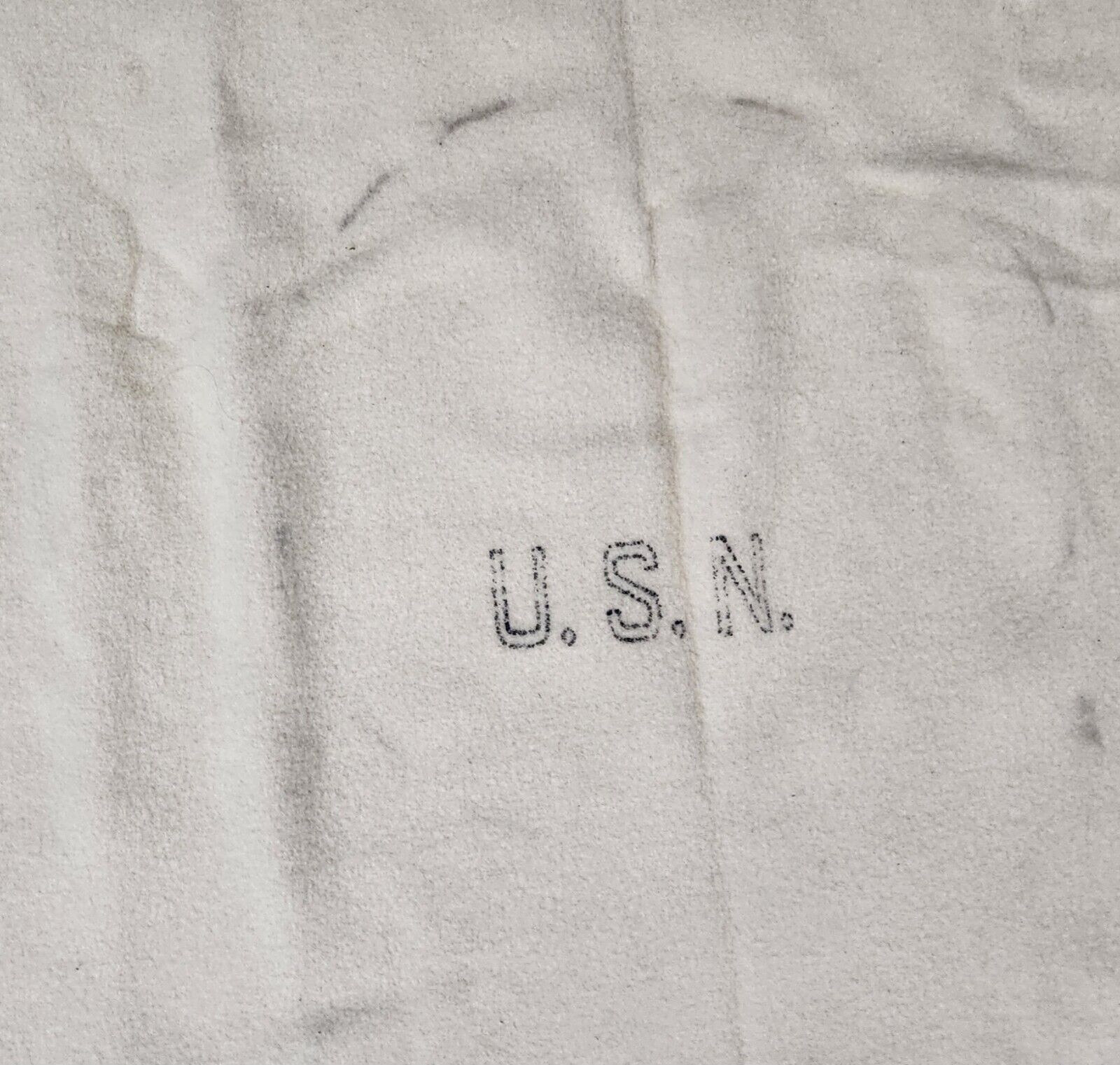 Vintage WWII U.S. Navy Wool Blanket Cream with Blue\