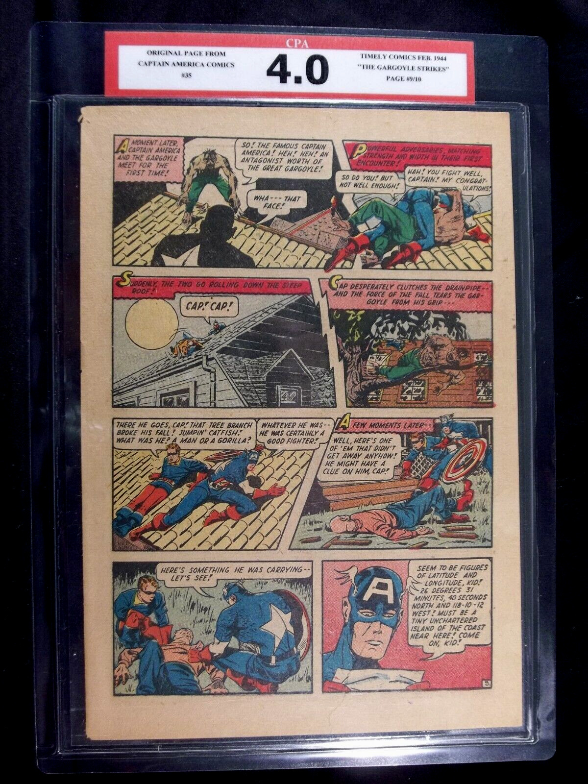 Captain America Comics #35 CPA 4.0 SINGLE PAGE #9/10 