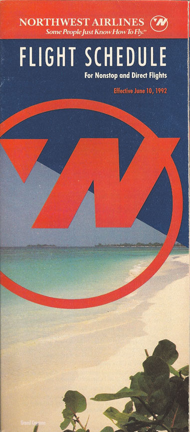 Northwest Airlines system timetable 6/10/92 [308NW] Buy 4+ save 25%