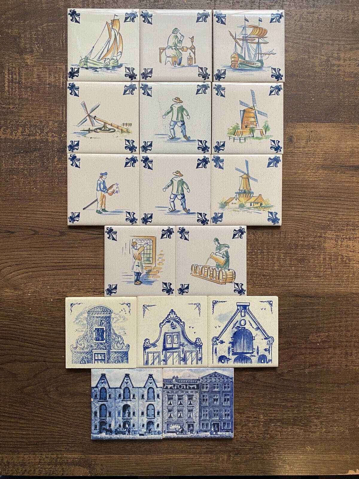 Delft Tiles Coasters Vintage KLM Royal Dutch Airlines Business Class 16 Tiles