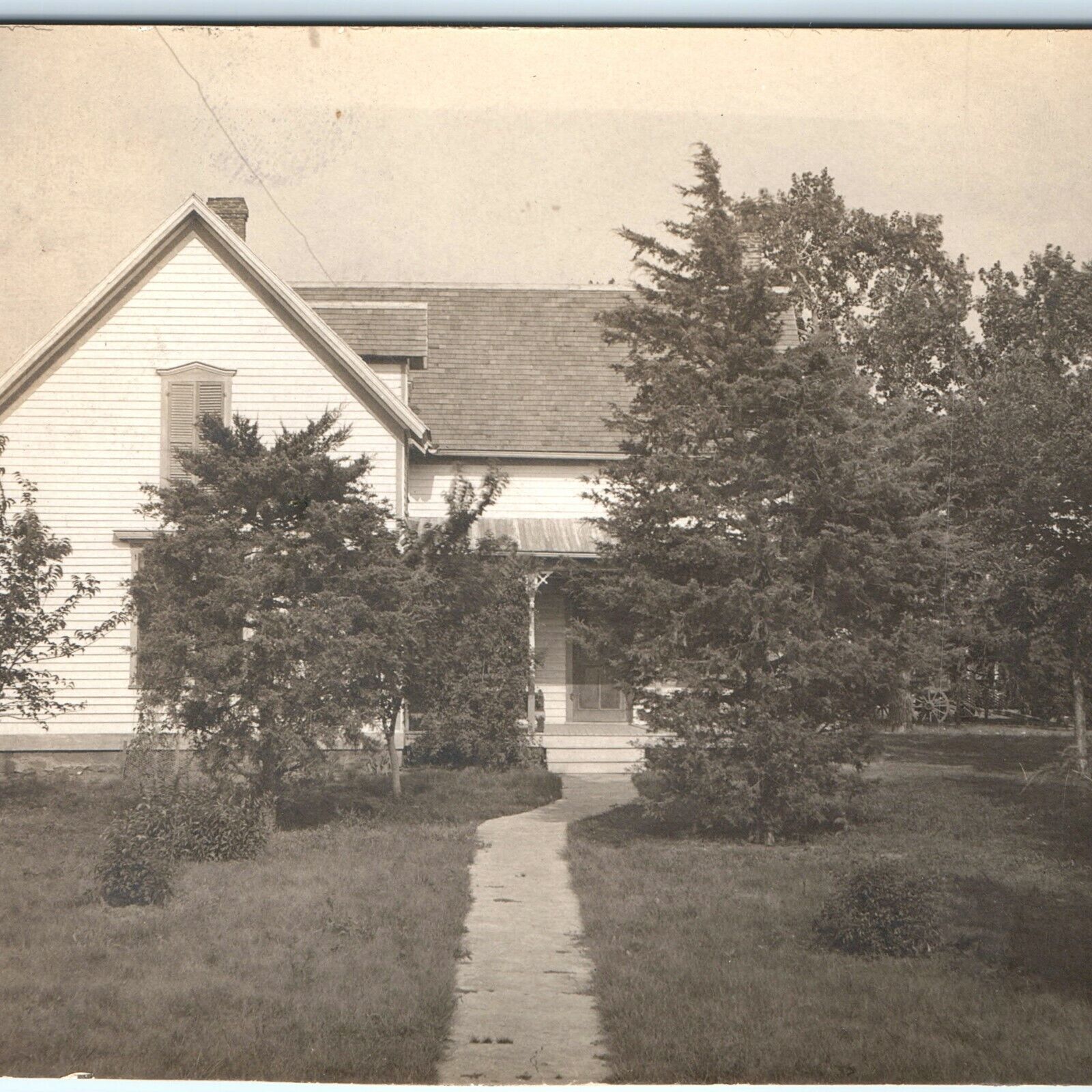 c1910s Oakhill, KS Beautiful House Amid Trees RPPC Real Photo Postcard Home A42
