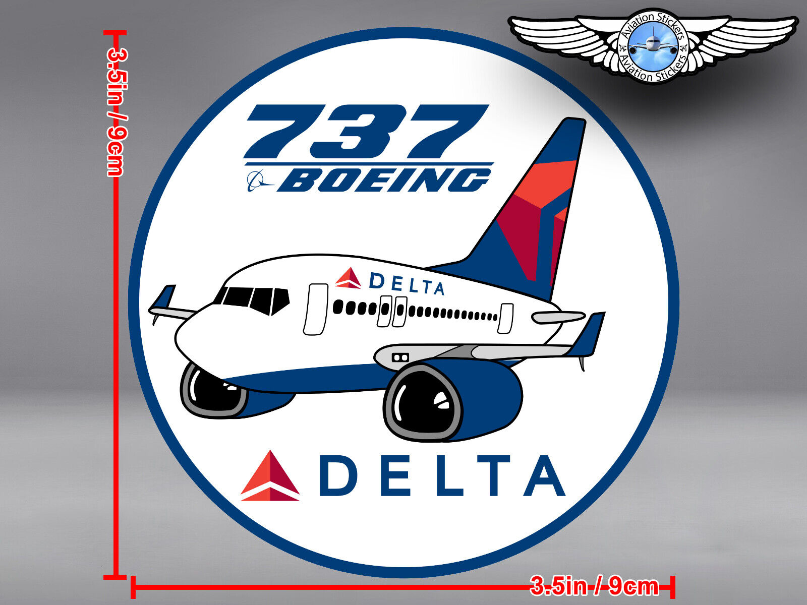DELTA AIR LINES ROUND PUDGY BOEING B737 B 737 DECAL / STICKER