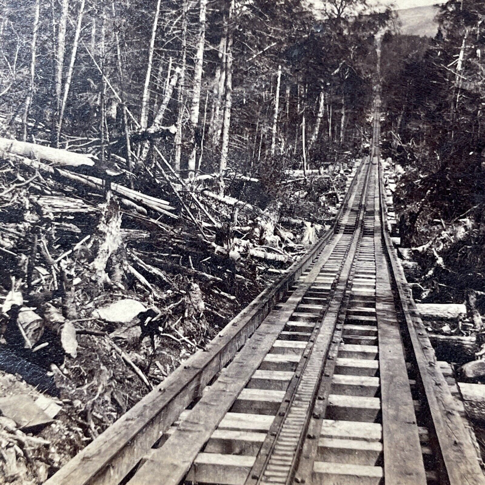 Antique 1870s Mount Washington Railroad Train Tracks Stereoview Photo Card V1891
