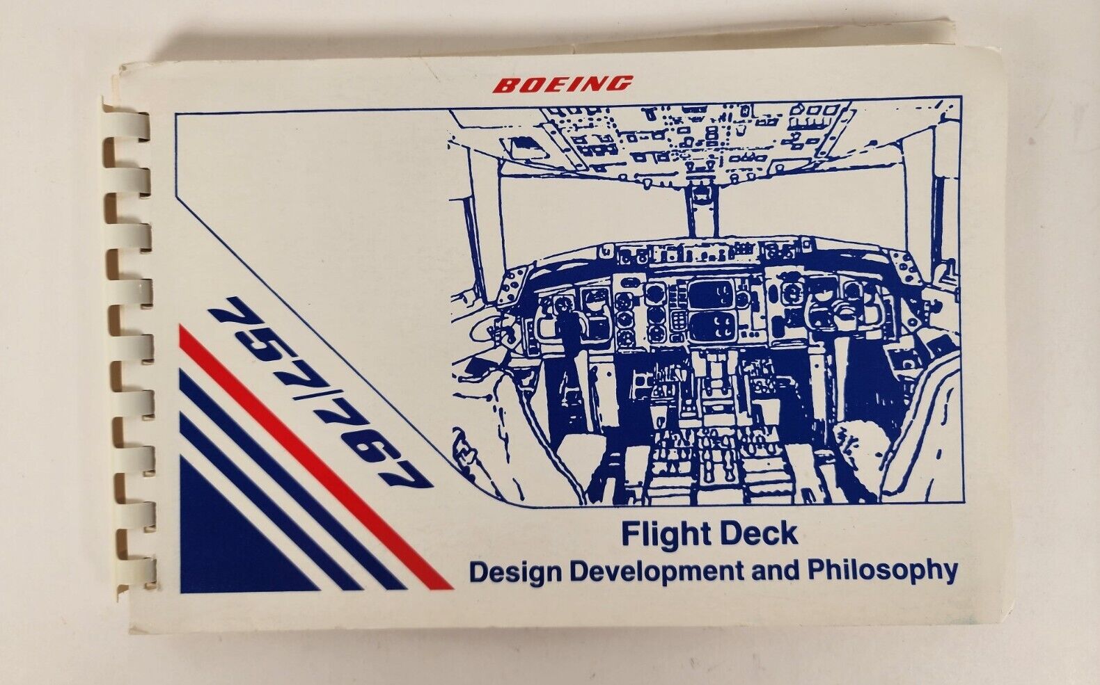 1983 Boeing 757 767 Flight Deck Spiral Book Vintage Brochure Airplane Airlines