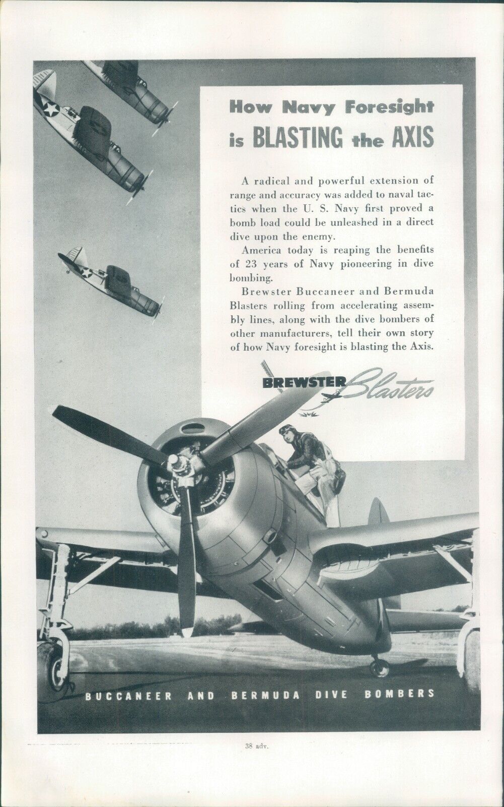 1942 WWII WW2 Brewster Buccaneer aircraft  Advert Original Janes aircraft 1942 