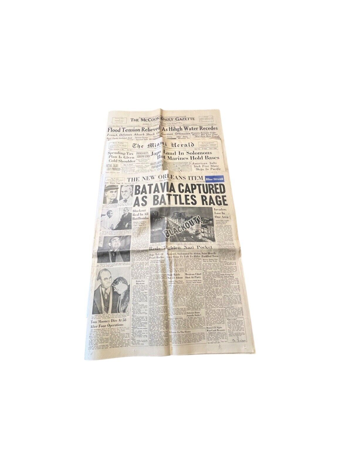 WWII Newspaper Lot Of 3 | MILITARY | Antique Newspapers | 1940s | World War Two