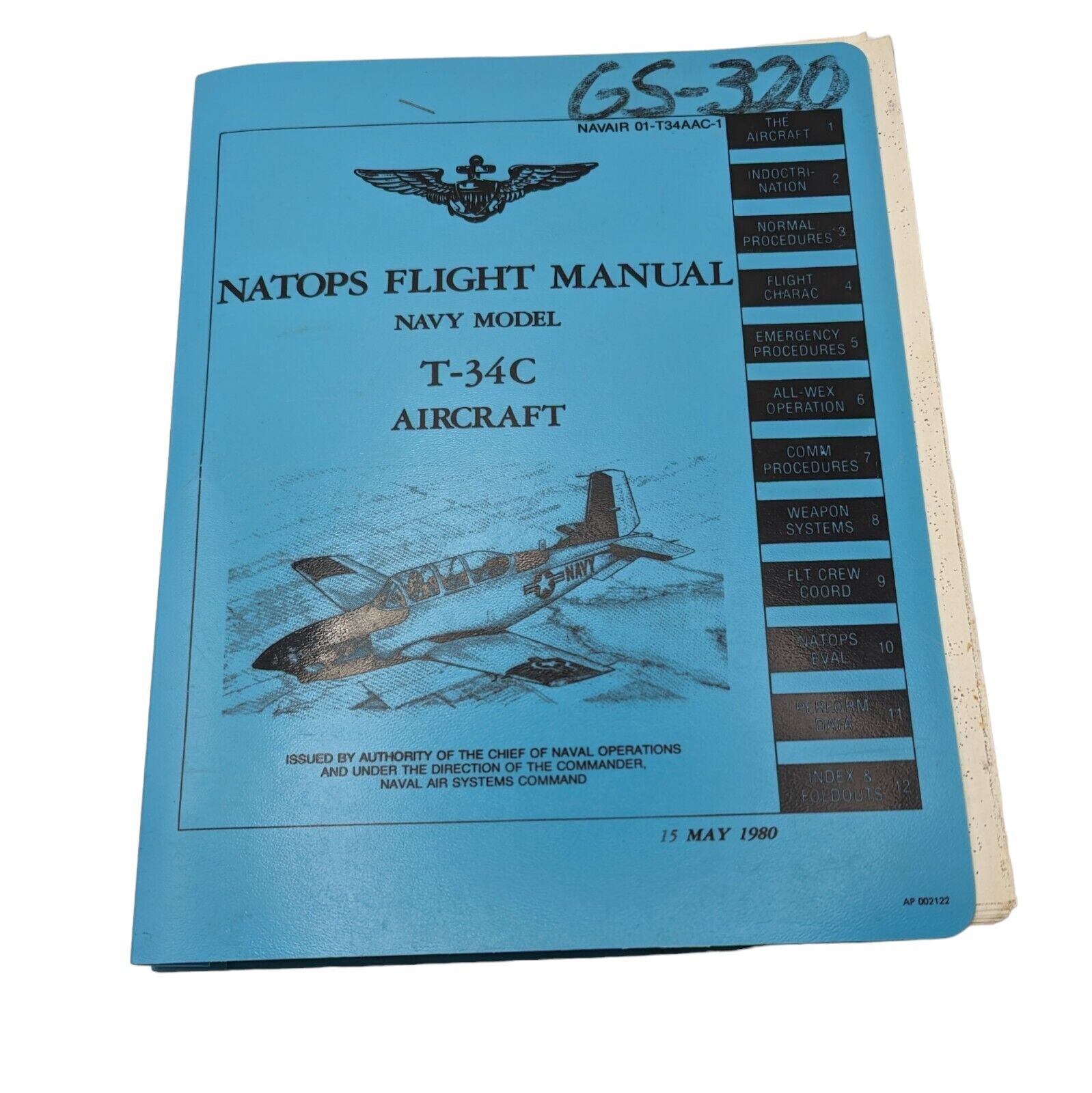 Vtg 1980 USN Beechcraft T-34C Aircraft Natops Flight Manual NAVAIR 01-T34AAC-1