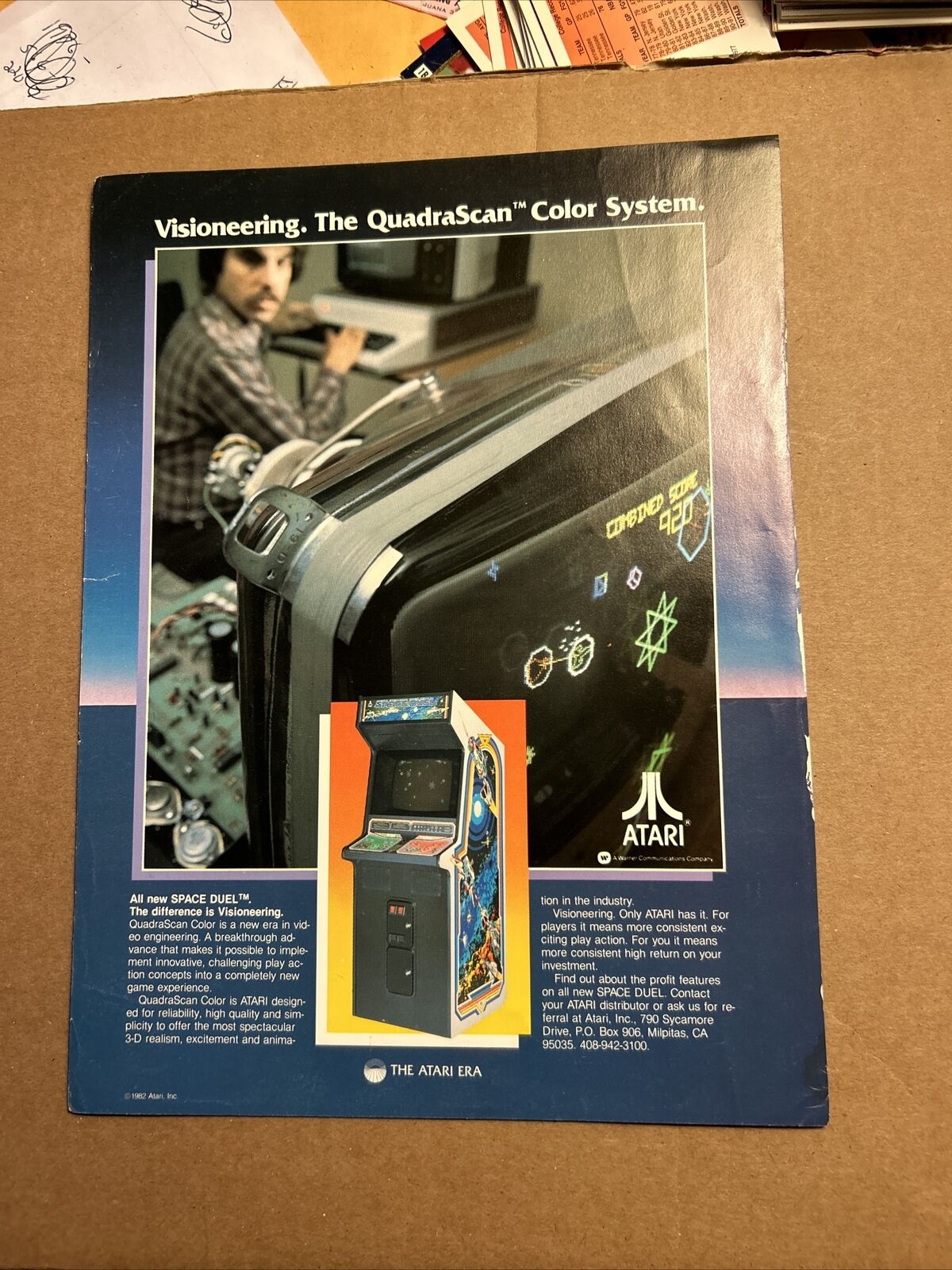 Original 1982 11- 8.5'' Space Duel Atari arcade Video game AD FLYER