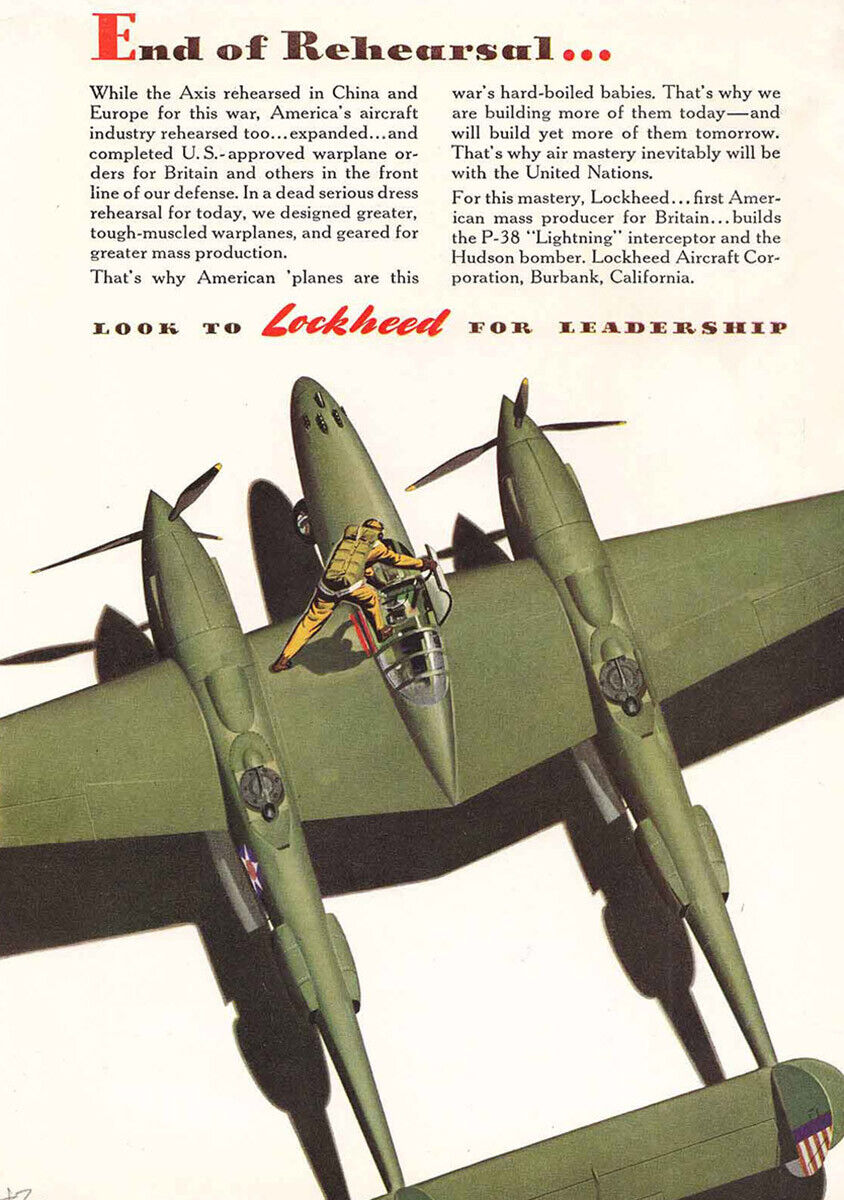 1942 Lockheed: End of Rehearsal Vintage Print Ad