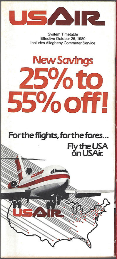 USAir system timetable 10/26/80 [308US] Buy 4+ save 25%