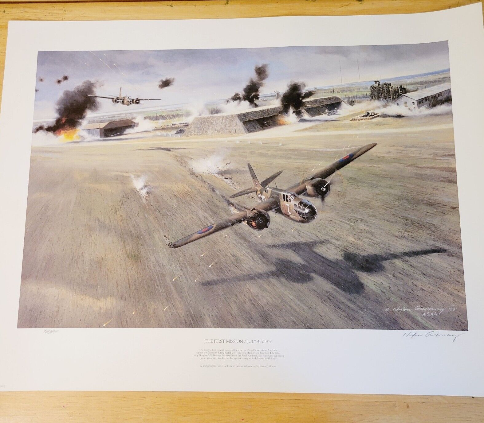 Nixon Galloway The First Mission July 1942 Signed and numbered. Aviation Print 