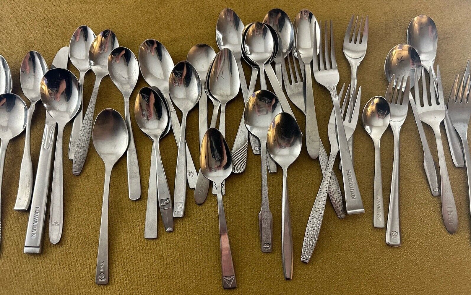 Mixed Lot Vintage Airlines Stainless Flatware Mostly Different