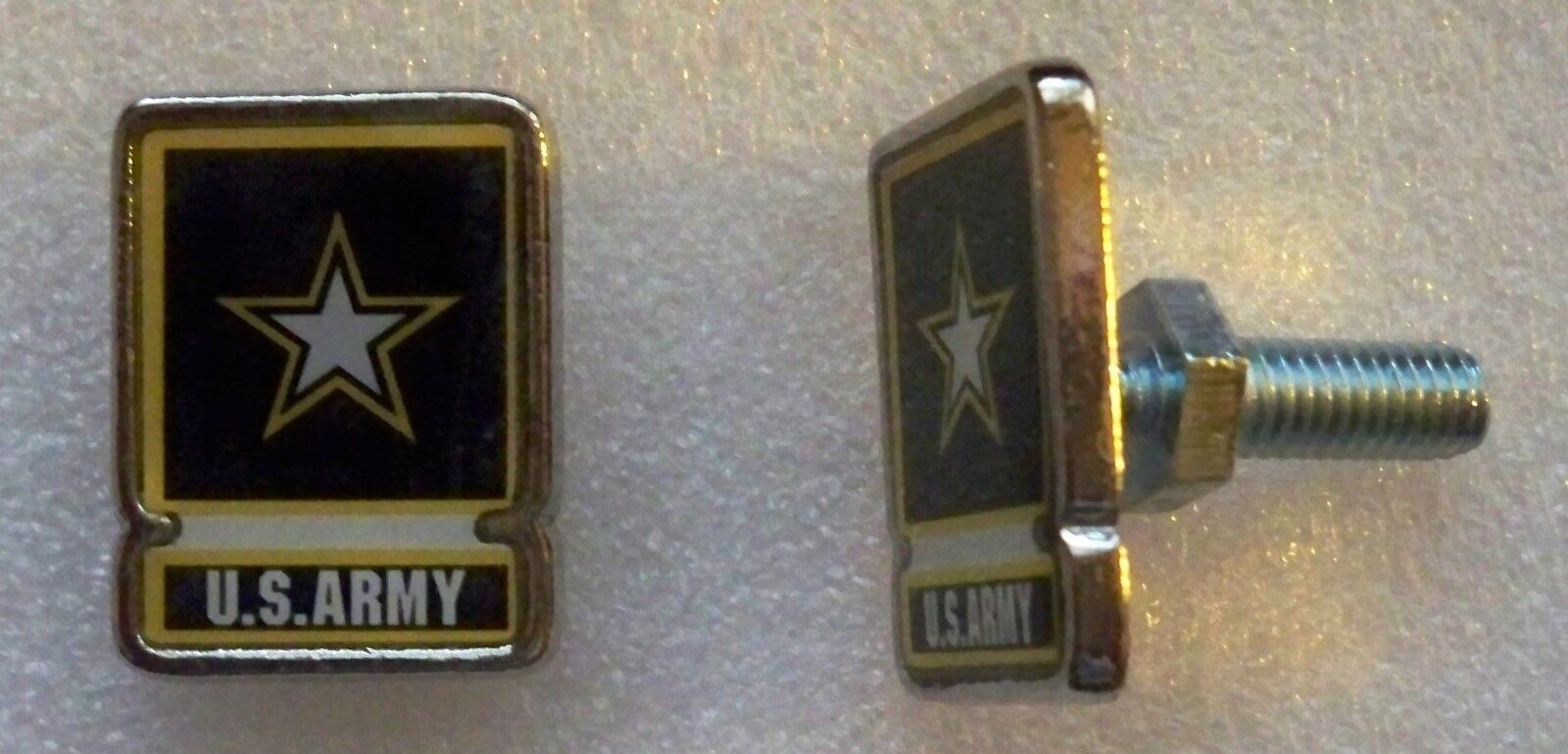 US Army star logo license plate bolts, made in America
