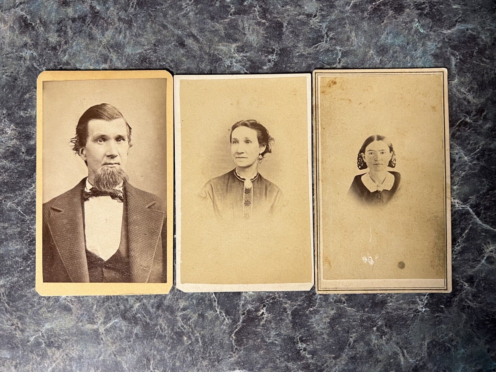 Lot of 3 Carte de Visite CDV Photos with St. Louis Backmarks - 1860s and 1870s
