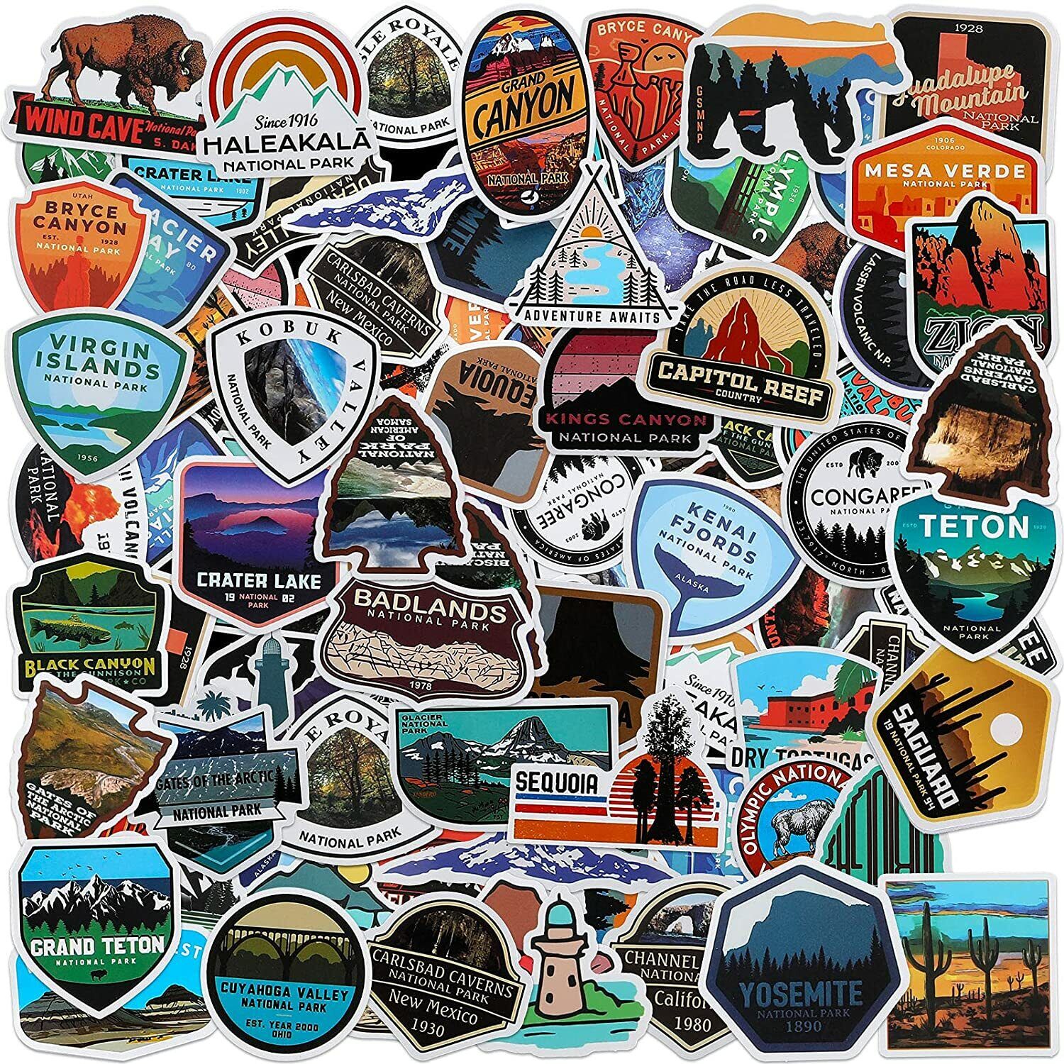 100pcs National Park Sticker US-State Traveling Outdoor Decals Gifts Decoration