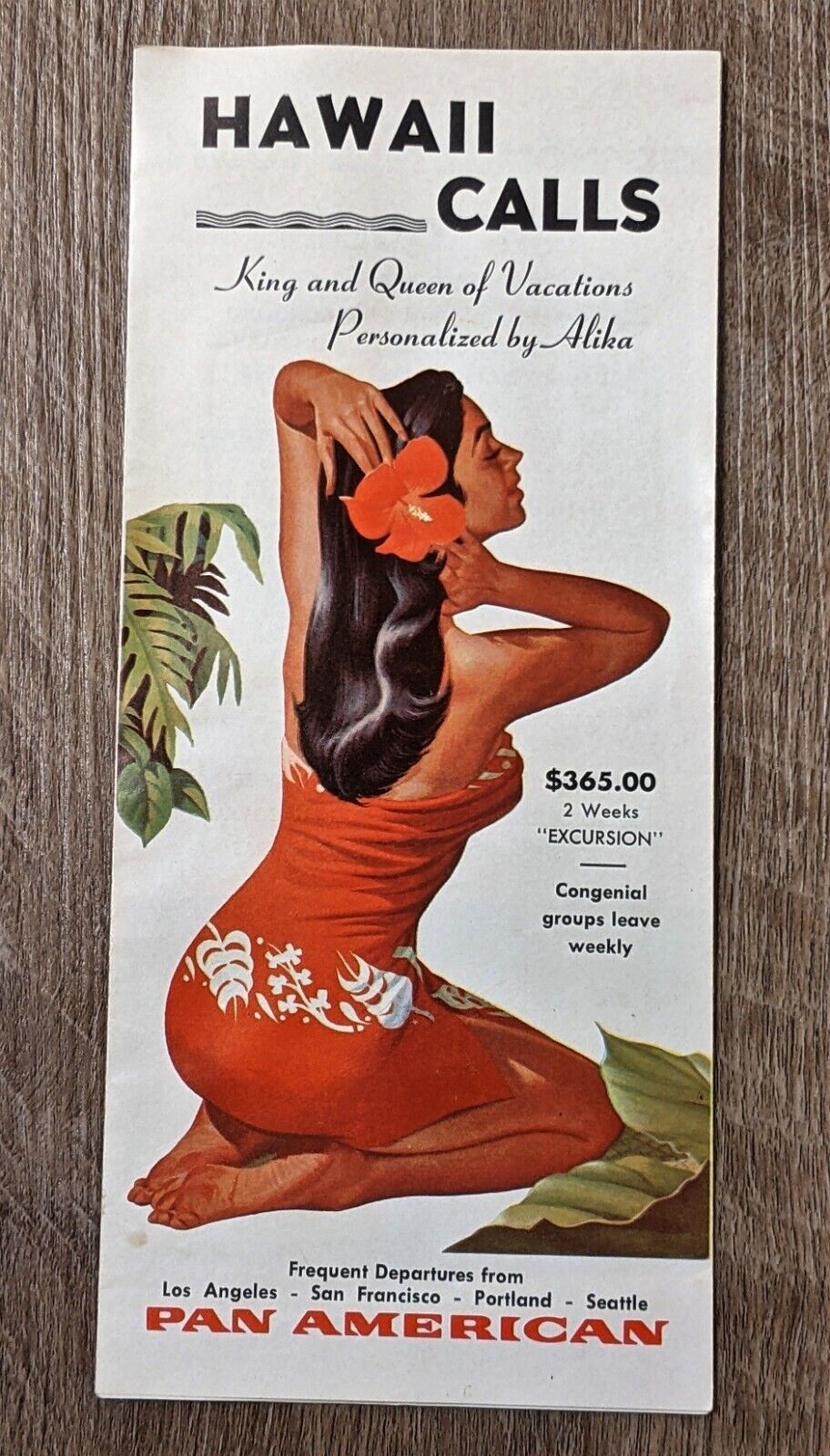 1958 PAN AMERICAN HAWAII Calls Travel Brochure Riverside Travel Service CA