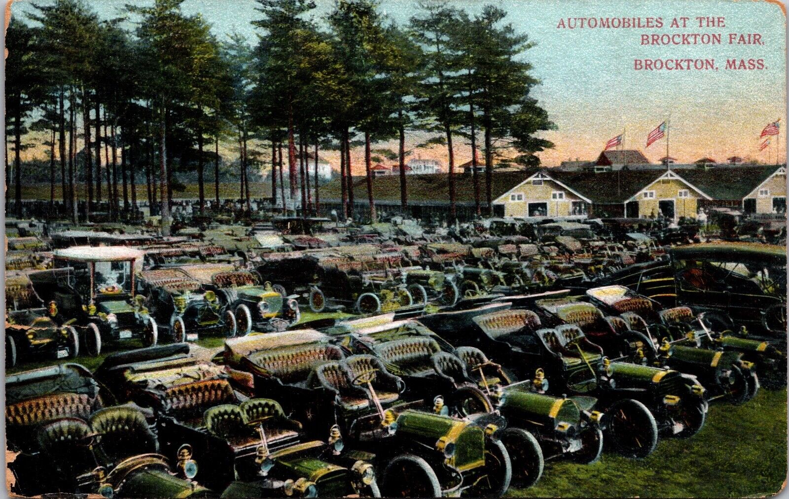 Postcard Automobiles at the Brockton Fair in Brockton, Massachusetts