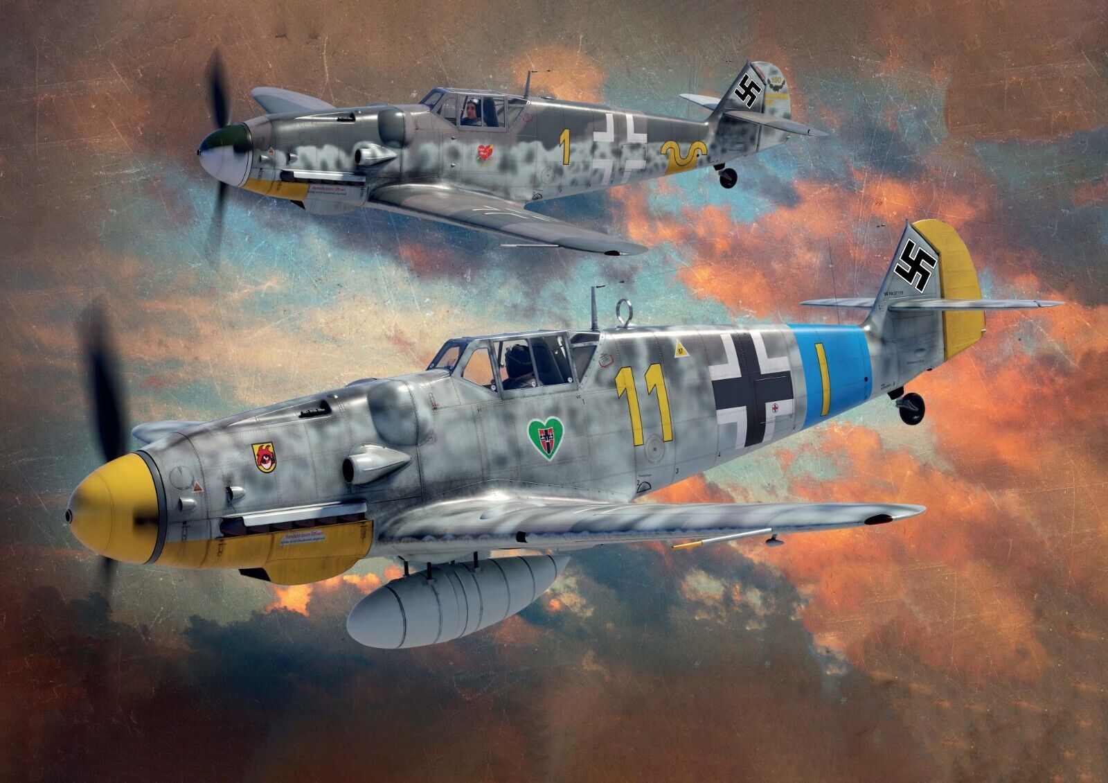 WWII German Luftwaffe Messerschmitt bf 109 German Aviation Fighter Poster Print