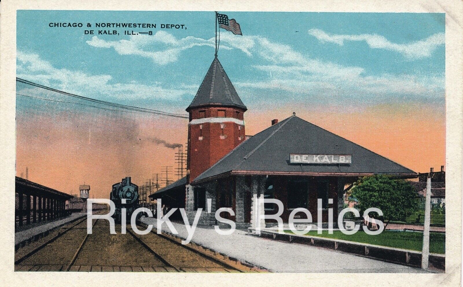Color Postcard DEKLAB IL Depot/Station CNW Chicago North Western 1900’s