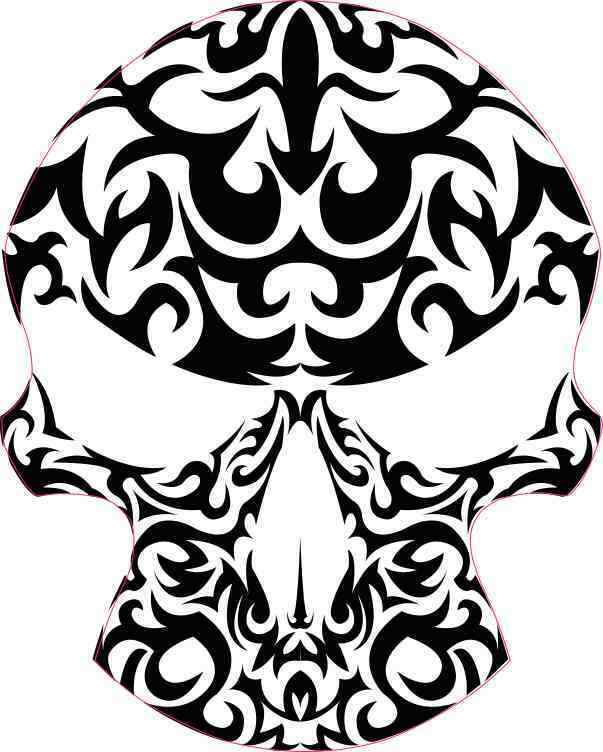 4x5 Black and White Tribal Skull Sticker Vinyl Car Window Decal Stickers Decals
