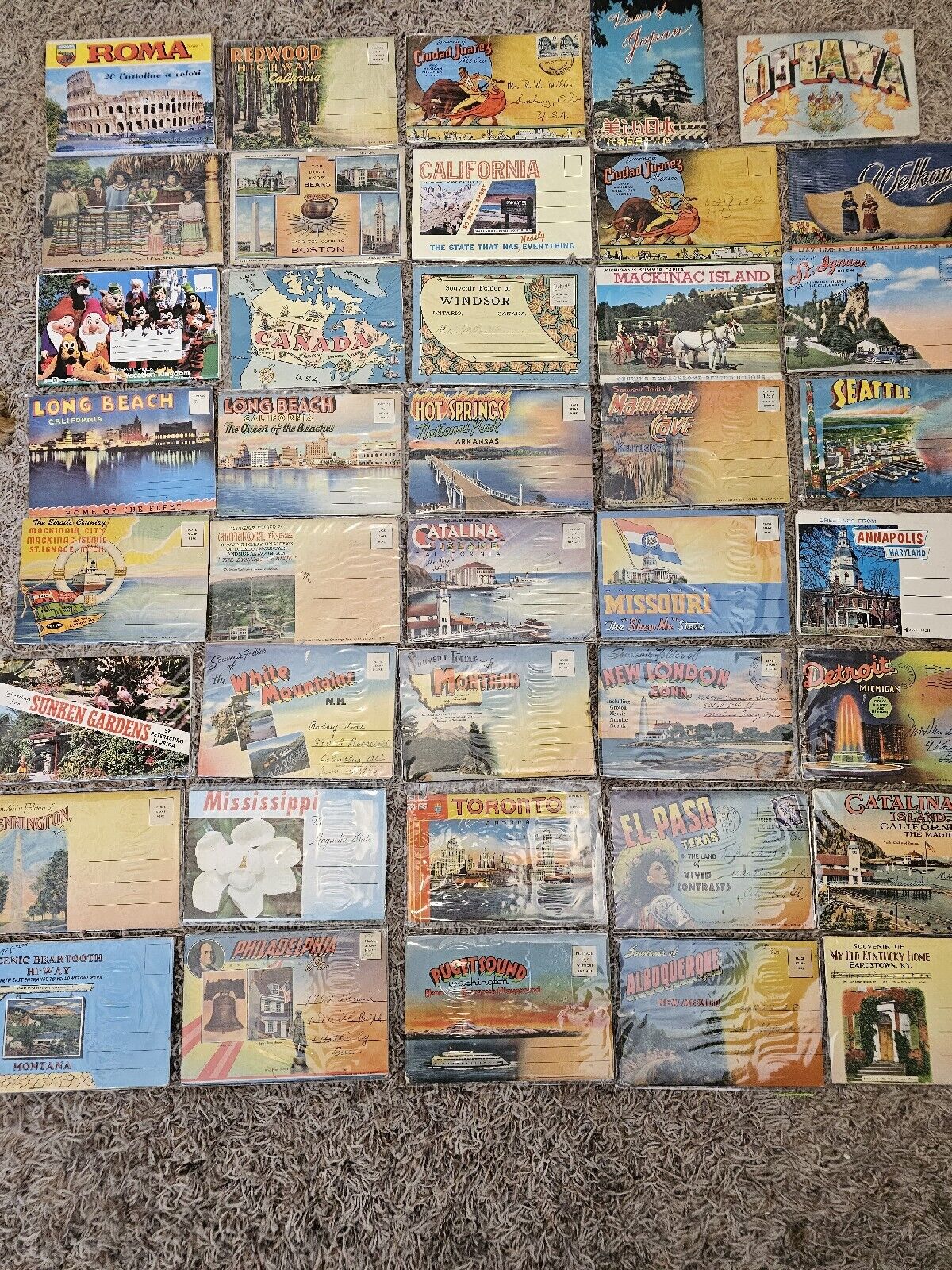  Lot Of 96 Vtg Souvineir Postcard Booklets Folders USA Japan Rome Mexico Canada