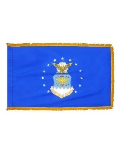 3' x 5' Air Force Indoor Flag With Pole Hem and Fringe