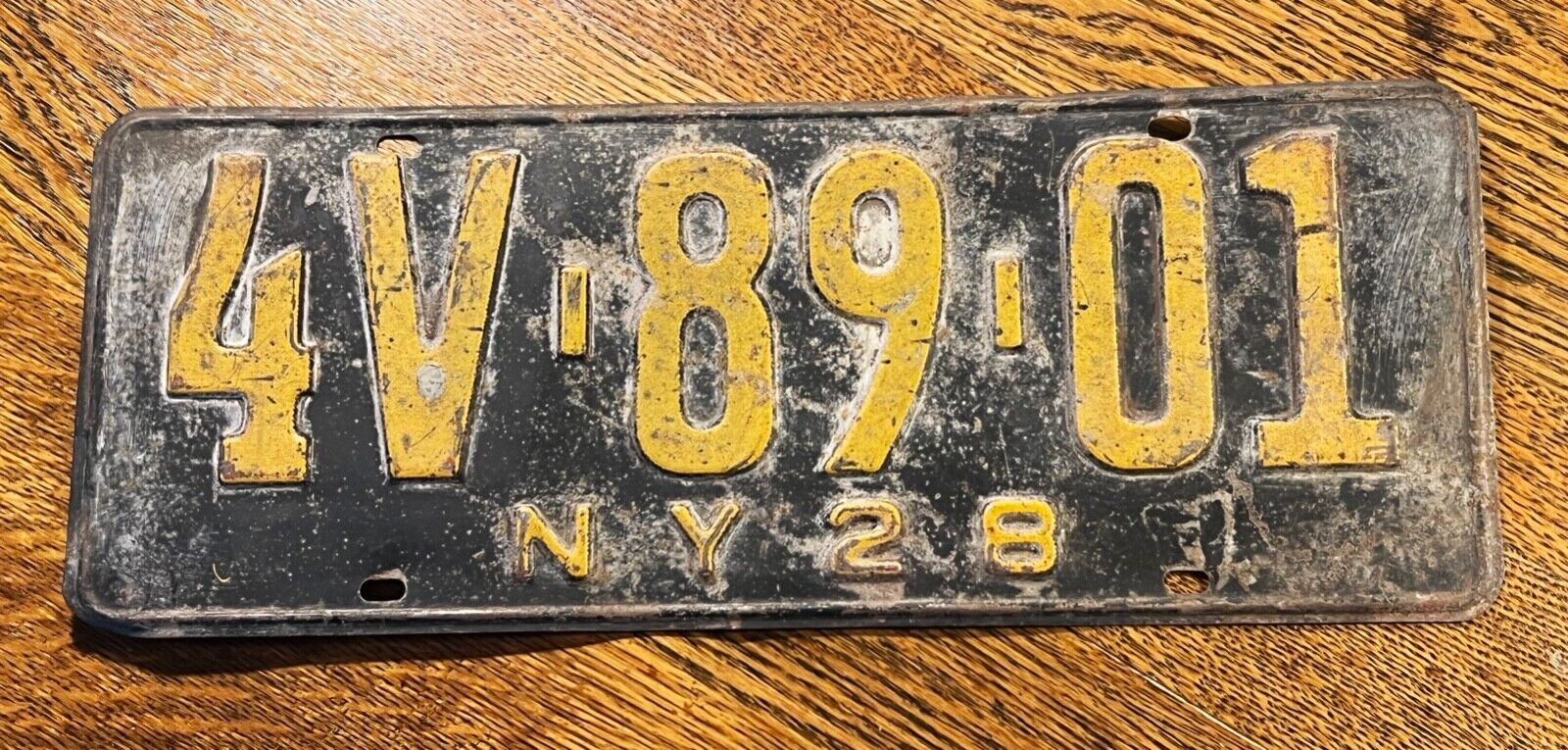 1928 NEW YORK LICENSE PLATE NY 4V-89-01 RAT ROD ANTIQUE VINTAGE HOT ROD