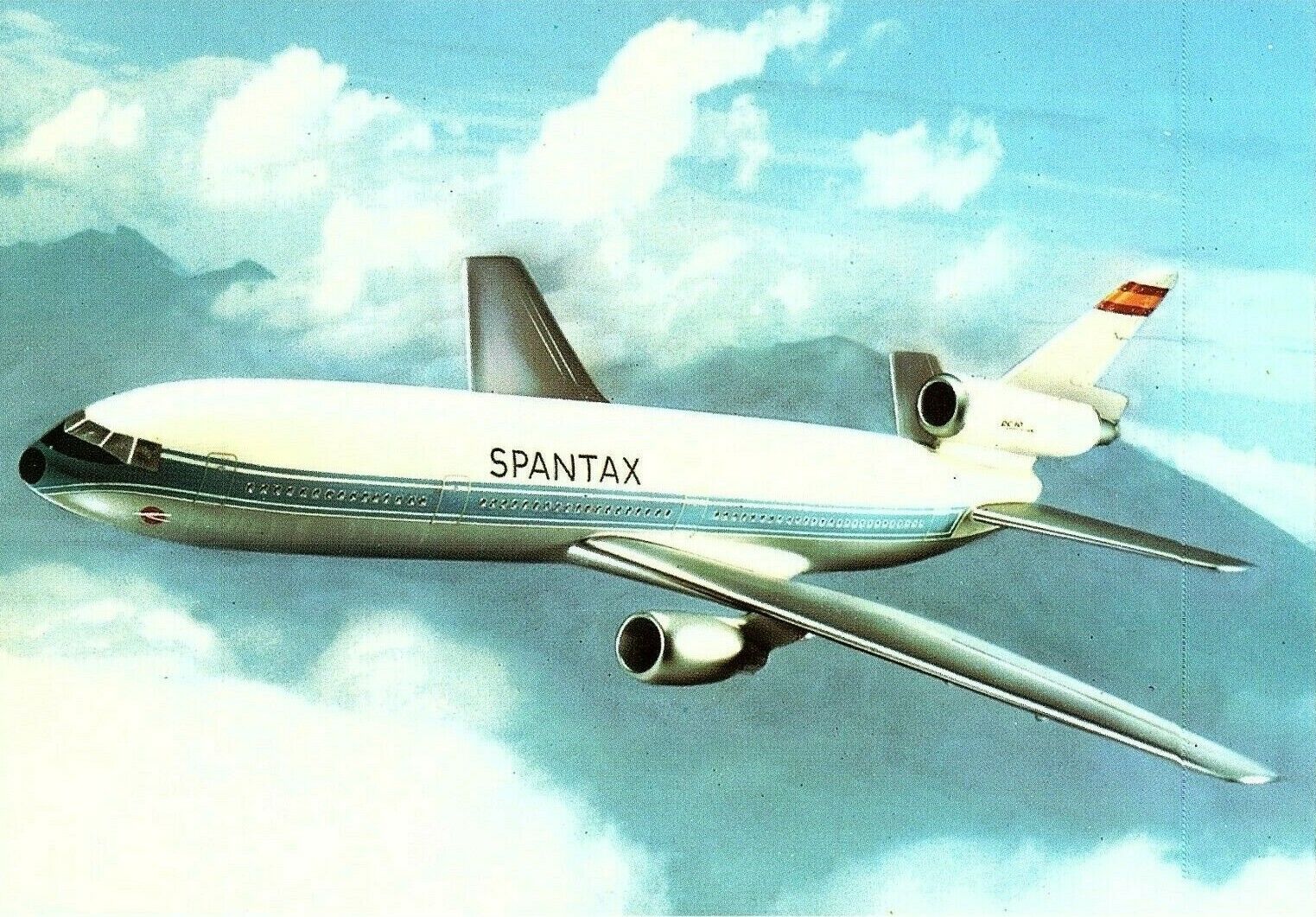 Spantax Douglas DC 10 airline issued Airplane Postcard 