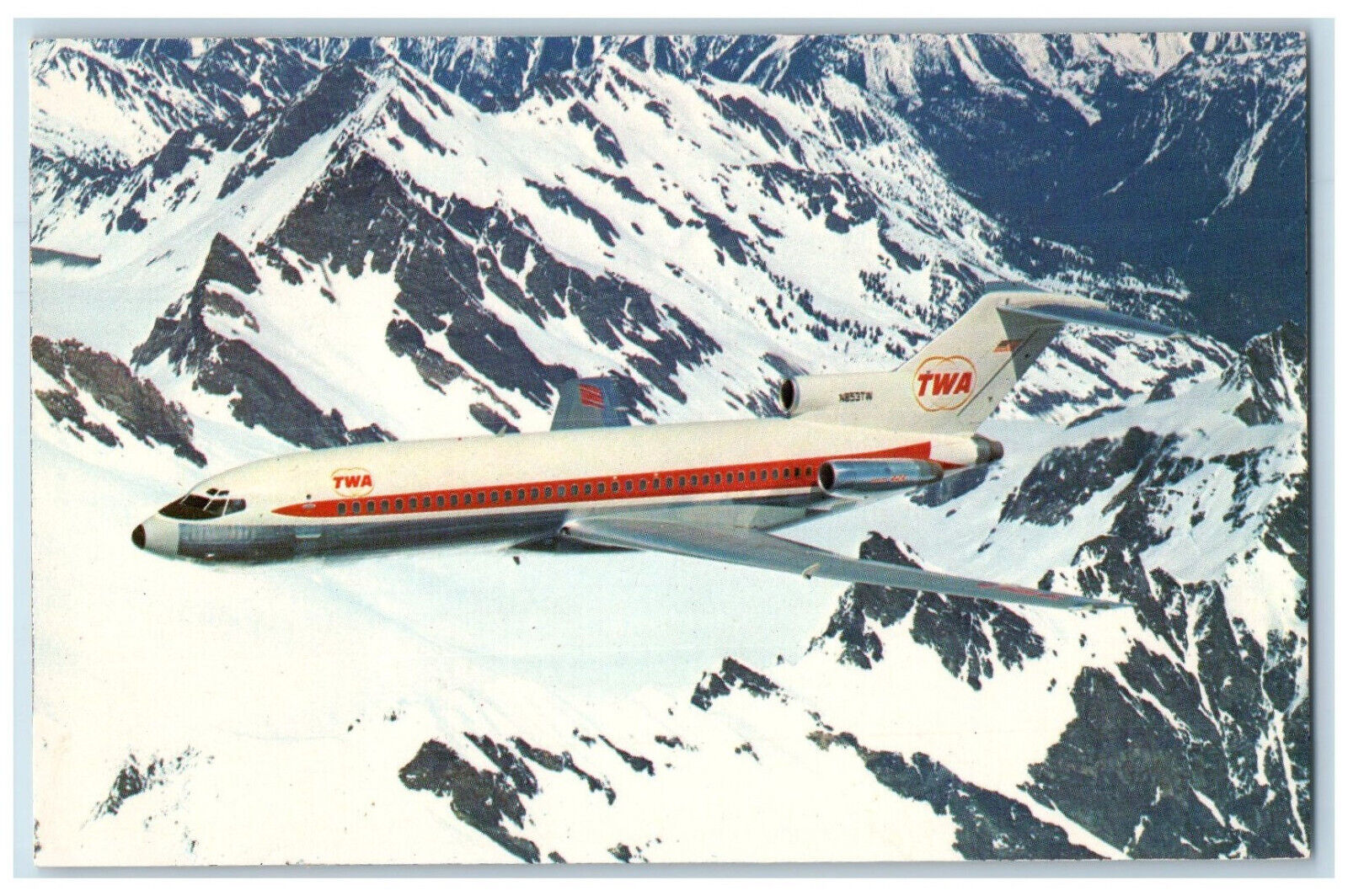 c1970\'s TWA-Trans World Airlines Boeing 727-31 Airplane N853TW Postcard