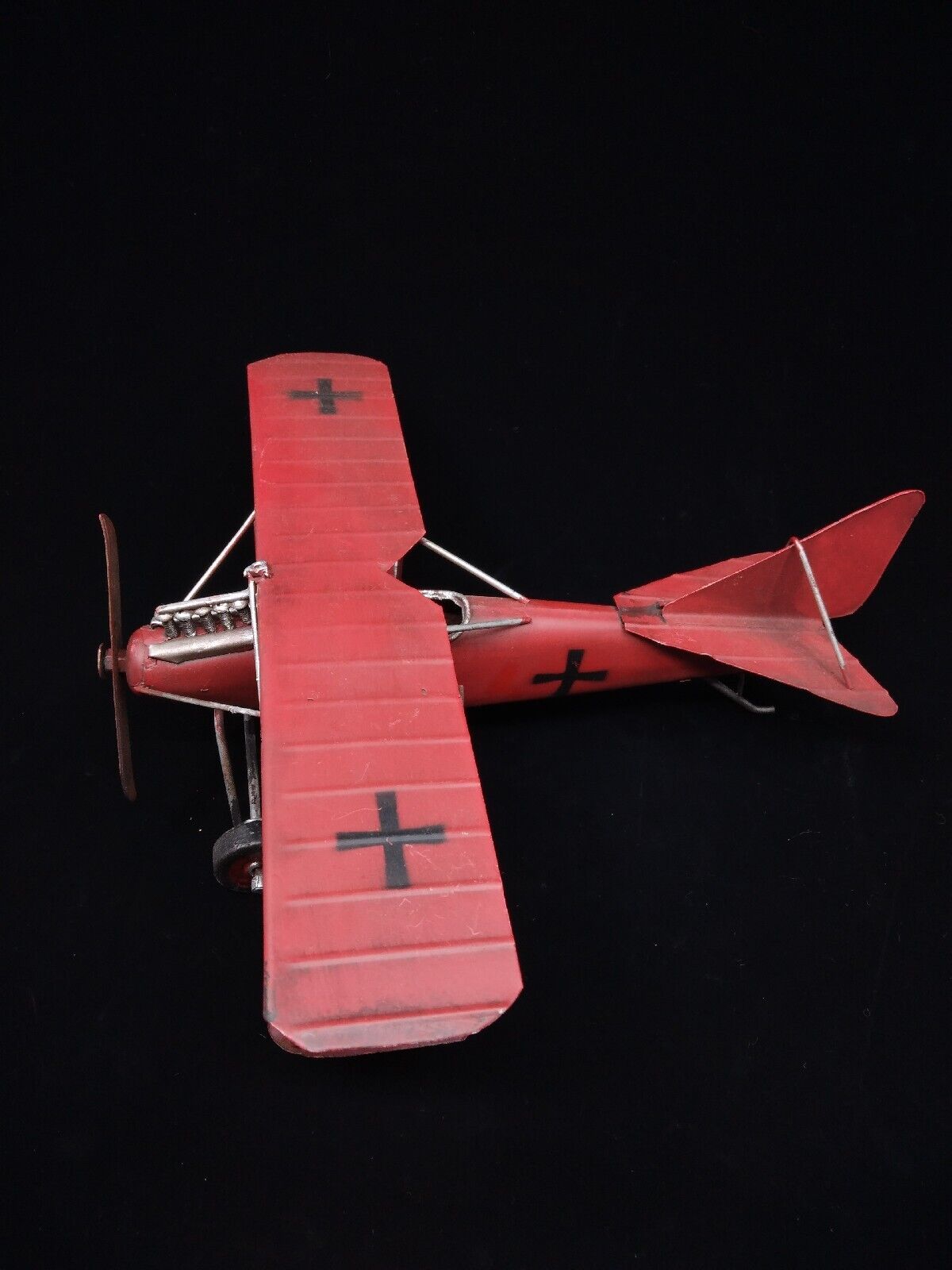 Vintage Metal Classic Red Model Bi-Plane 