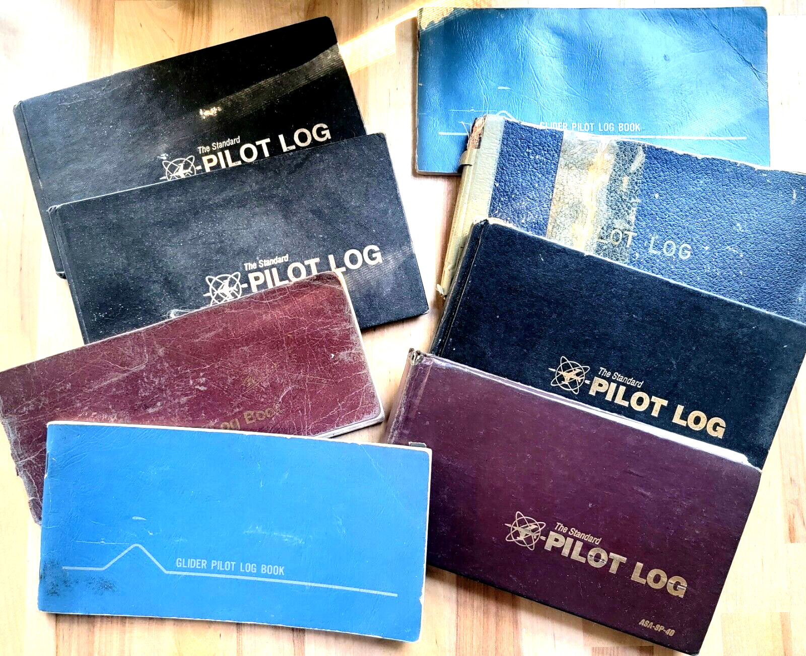 Aviation Pilot Plane Ephemera Lot Flight Logs Eight (8) Logs Vintage Paper Scrap